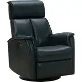 Sylas Power Swivel Glider Recliner with Power Headrest in Ryegate Sapphire Blue Top-Grain Leather